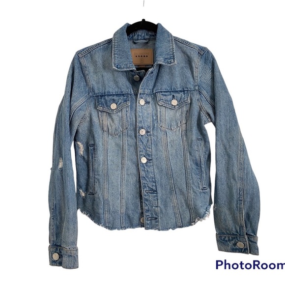 BLANK NYC Raw Hem Distressed Denim Jean Jacket: size Small - Picture 5 of 14